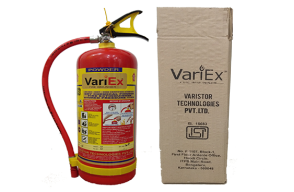 VariEx dry chemical powder fire extinguisher with packaging box – ISI certified portable extinguisher for workplace safety
