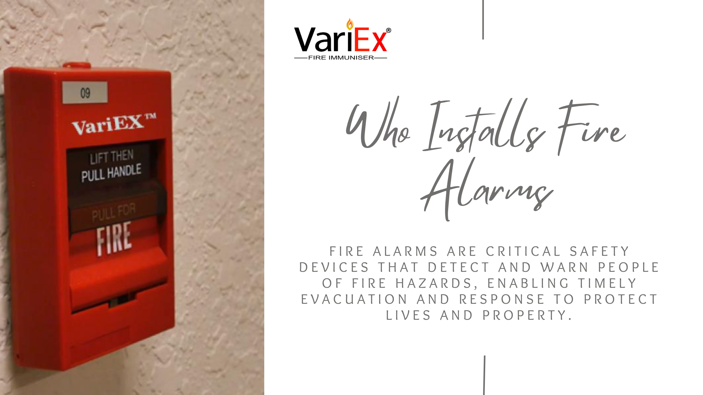 ## Who Installs Fire Alarms? ### Introduction Fire alarms are critical safety devices that detect and warn people of fire hazards, enabling timely evacuation and response to protect lives and property. Installing fire alarms is a specialized task that requires expertise, precision, and adherence to safety standards. This comprehensive article explores who installs fire alarms, the qualifications and skills required, the different types of installers, the installation process, and the importance of professional installation. ### Types of Fire Alarm Installers 1. **Professional Fire Alarm Installation Companies** - **Specialized Firms**: These companies focus exclusively on fire alarm systems. They offer comprehensive services, including system design, installation, maintenance, and monitoring. - **General Electrical Contractors**: Some electrical contractors offer fire alarm installation as part of their services. They may not specialize exclusively in fire alarms but have the necessary qualifications and experience. 2. **Certified Fire Alarm Technicians** - **Independent Technicians**: These are individuals who hold certifications and licenses to install fire alarm systems. They often work independently or as subcontractors for larger firms. - **In-house Technicians**: Large organizations, such as universities, hospitals, and industrial facilities, may employ in-house fire alarm technicians who are responsible for the installation and maintenance of fire alarm systems within their premises. 3. **Fire Protection Engineers** - These are specialized engineers who design and oversee the installation of fire protection systems, including fire alarms. They ensure that the systems comply with all relevant codes and standards. ### Qualifications and Skills Required 1. **Education and Training** - **Technical Education**: Many fire alarm installers have a background in electrical engineering, electronics, or a related technical field. Formal education provides a foundation of knowledge necessary for understanding fire alarm systems. - **Vocational Training**: Specialized vocational training programs offer hands-on experience with fire alarm systems, covering installation, troubleshooting, and maintenance. 2. **Certifications and Licenses** - **NICET Certification**: The National Institute for Certification in Engineering Technologies (NICET) offers certifications for fire alarm technicians. NICET certification is widely recognized and indicates a high level of expertise. - **State and Local Licenses**: Many states and local jurisdictions require fire alarm installers to hold specific licenses. These licenses ensure that the installer is knowledgeable about local codes and regulations. 3. **Experience** - **On-the-Job Training**: Practical experience is crucial for fire alarm installers. Many start as apprentices, learning the trade under the supervision of experienced technicians. - **Continuing Education**: Fire alarm technology and regulations are constantly evolving. Installers must stay updated through continuing education and training programs. 4. **Technical Skills** - **Electrical Knowledge**: Fire alarm installers must understand electrical systems, wiring, and circuitry. - **System Design**: Knowledge of fire alarm system design principles, including layout, placement, and integration with other building systems. - **Troubleshooting**: The ability to diagnose and resolve issues with fire alarm systems. 5. **Soft Skills** - **Attention to Detail**: Precision is crucial in fire alarm installation to ensure the system functions correctly. - **Communication**: Installers must effectively communicate with clients, contractors, and other stakeholders. - **Problem-Solving**: The ability to address challenges and find solutions during the installation process. ### The Fire Alarm Installation Process 1. **Initial Assessment and Planning** - **Site Survey**: The installer conducts a thorough survey of the premises to assess the specific fire protection needs. - **System Design**: Based on the assessment, the installer designs a fire alarm system that meets the building’s requirements and complies with relevant codes and standards. - **Proposal and Approval**: A detailed proposal is presented to the client for approval. This includes system specifications, installation timelines, and cost estimates. 2. **Installation Preparation** - **Permits and Approvals**: Obtaining the necessary permits and approvals from local authorities. - **Material Procurement**: Ordering and preparing the necessary equipment and materials for installation. 3. **Installation** - **Mounting Devices**: Installing smoke detectors, heat detectors, pull stations, alarm panels, and other components at strategic locations throughout the building. - **Wiring**: Running and connecting wiring between components, ensuring proper electrical connections and system integration. - **Control Panel Installation**: Installing and configuring the fire alarm control panel, which monitors and manages the entire system. - **Integration**: Integrating the fire alarm system with other building systems, such as HVAC, security, and sprinkler systems. 4. **Testing and Commissioning** - **System Testing**: Conducting thorough tests to ensure that all components are functioning correctly and that the system meets design specifications. - **Commissioning**: Officially commissioning the system, providing documentation, and ensuring that it is ready for operation. 5. **Training and Handover** - **Client Training**: Providing training to the building’s occupants and staff on how to use the fire alarm system, including how to respond to alarms and conduct regular tests. - **Documentation**: Providing detailed documentation, including system diagrams, user manuals, and maintenance schedules. 6. **Maintenance and Support** - **Ongoing Maintenance**: Offering regular maintenance services to ensure the system remains operational and complies with regulations. - **24/7 Support**: Providing emergency support and troubleshooting services in case of system issues. ### Importance of Professional Installation 1. **Compliance with Codes and Standards** - Fire alarm systems must comply with national, state, and local codes and standards, such as those set by the National Fire Protection Association (NFPA). Professional installers ensure that the system meets all regulatory requirements. 2. **System Reliability** - Proper installation is crucial for the reliability and effectiveness of fire alarm systems. Professional installers follow best practices to ensure that the system functions correctly and provides accurate detection and warning. 3. **Safety** - Incorrect installation can lead to system failures, false alarms, or missed detections, compromising the safety of building occupants. Professional installers have the expertise to avoid these issues. 4. **Insurance Compliance** - Many insurance policies require fire alarm systems to be professionally installed and maintained. Non-compliance can result in denied claims or higher premiums. 5. **Cost Savings** - While professional installation may have higher upfront costs, it can save money in the long run by reducing the risk of system failures, minimizing false alarms, and avoiding regulatory fines. ### Case Studies and Real-World Applications #### Case Study 1: High-Rise Office Building A high-rise office building in a major city required a comprehensive fire alarm system to comply with updated fire safety regulations. A professional fire alarm installation company conducted a thorough site survey and designed a system that included advanced smoke detectors, heat detectors, and a voice evacuation system. The installation process was completed efficiently, with minimal disruption to the building’s operations. The new system significantly improved the building’s safety and compliance, and the client received reduced insurance premiums as a result. #### Case Study 2: University Campus A large university campus needed to upgrade its outdated fire alarm system. The project involved multiple buildings with diverse fire protection needs. A team of certified fire alarm technicians was employed to design and install a state-of-the-art system that included wireless smoke detectors, integrated emergency lighting, and remote monitoring capabilities. The new system enhanced the safety of students and staff and provided the university with real-time monitoring and control over its fire safety infrastructure. ### Choosing the Right Fire Alarm Installer 1. **Reputation and Experience** - Research the installer’s reputation and track record. Look for companies or technicians with extensive experience in installing fire alarm systems similar to yours. 2. **Certifications and Licensing** - Ensure that the installer holds the necessary certifications and licenses. NICET certification and local licenses are indicators of expertise and compliance. 3. **References and Reviews** - Request references from previous clients and check online reviews to gauge the installer’s reliability and quality of work. 4. **Comprehensive Services** - Choose an installer that offers comprehensive services, including design, installation, maintenance, and support. This ensures continuity and accountability. 5. **Cost and Value** - Obtain detailed quotes and compare costs, but also consider the value offered. The cheapest option may not always provide the best quality or reliability. ### Conclusion The installation of fire alarms is a specialized task that requires expertise, precision, and adherence to safety standards. Professional fire alarm installers, including specialized firms, certified technicians, and fire protection engineers, play a crucial role in ensuring the safety and compliance of fire alarm systems. Proper installation not only enhances the reliability and effectiveness of fire alarm systems but also ensures compliance with regulatory requirements, improves safety, and can lead to cost savings in the long run. By choosing the right installer and following best practices, building owners and managers can ensure that their fire alarm systems provide the highest level of protection for occupants and property.