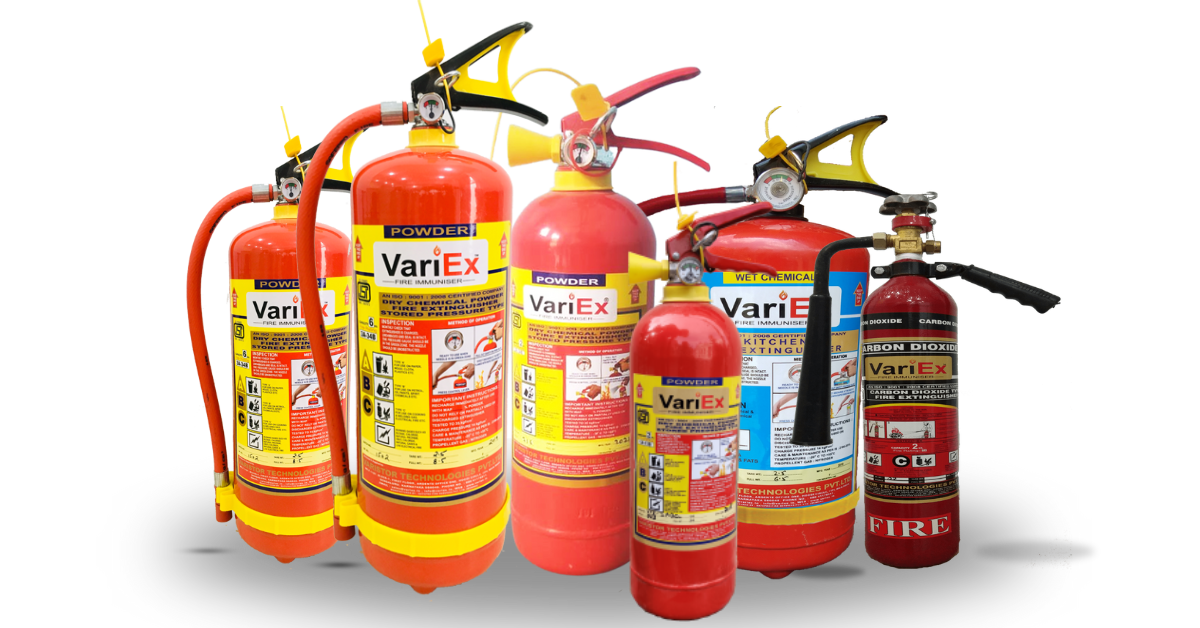 What types of fire extinguishers are available for different fire classes?