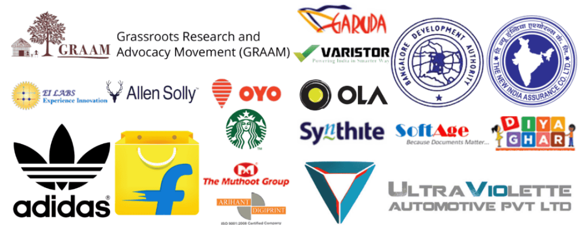 Multiple client logos.